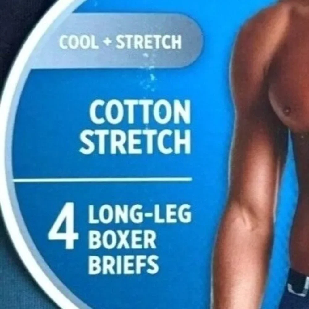 Jockey 4 Pack Activestretch Black Cotton Stretch Long Leg Boxer Brief NEW Medium